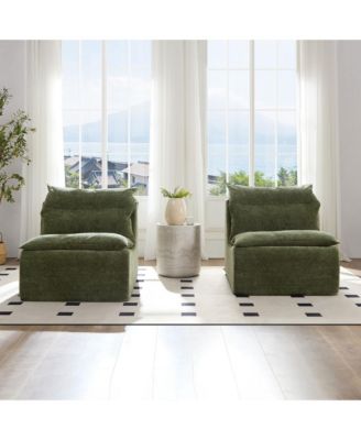 Armless Floor Chair: Single Sofa Lounger with Backrest (GREEN)