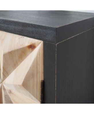 3D Geometric Carved wood Double-Door Cabinet