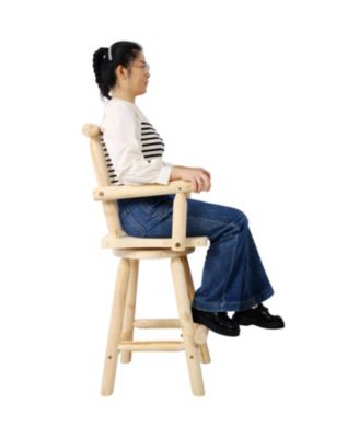 Rustic Fir Bar Stool with Armrests and Footrest (4ft, Light Brown)