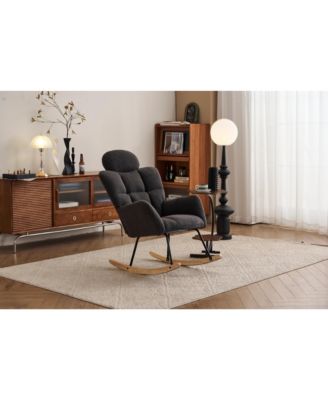 Streamdale Mid Century Modern Rocking Glider Chair with Teddy Fabric Upholstery