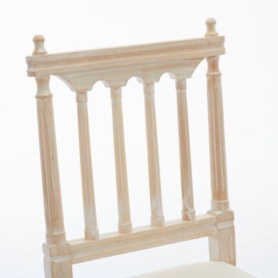 Antique Dining Chairs - Linen Fabric Upholstered Wooden Chairs Set of 2