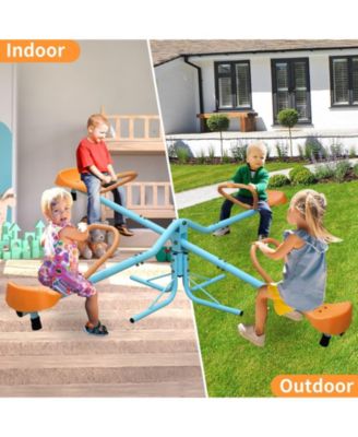 4 Seat Kids Spinning Seesaw Teeter Totter Outdoor Playground Equipment for Backyard Swivel Toy
