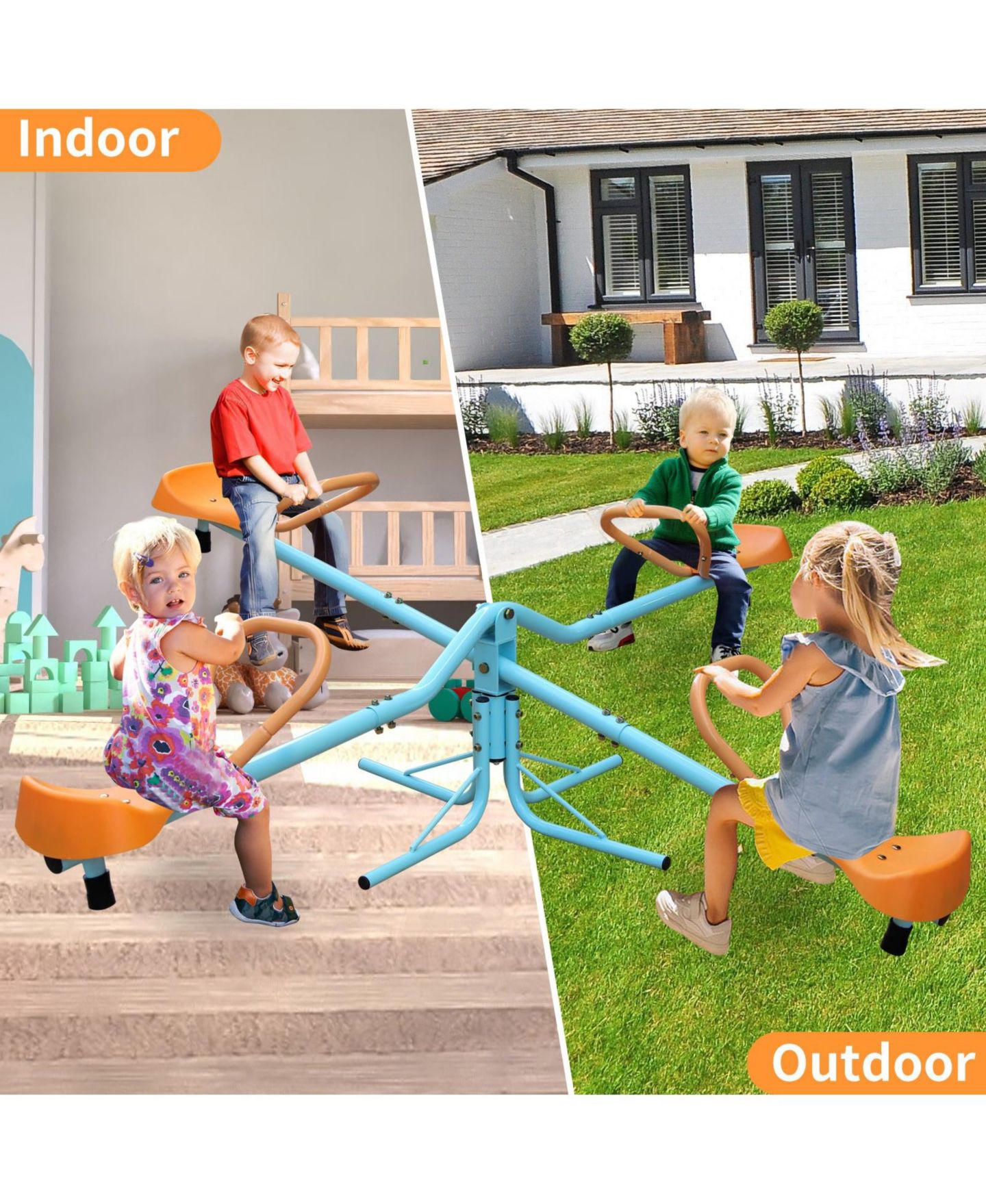 Детская игрушка Flynama 4-Seat Spinning Seesaw with Swivel Teeter Totter Motion, Ages 3-8 — фото 6