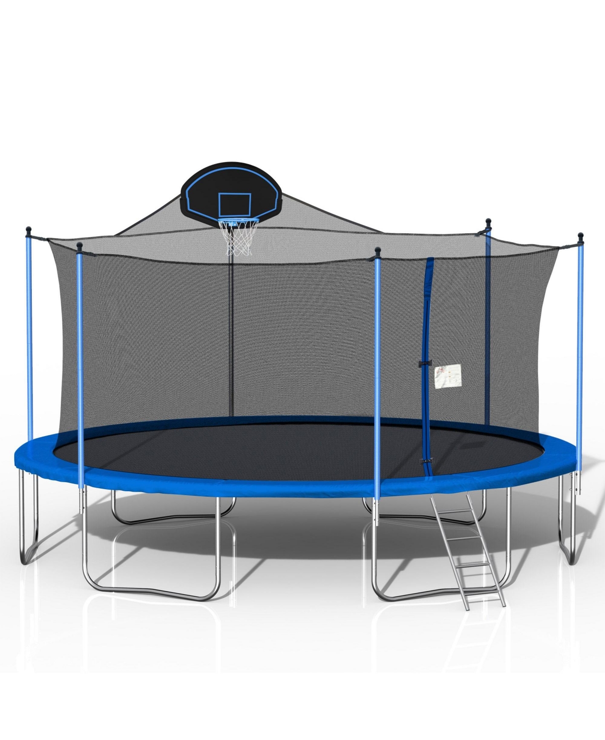 16FT Trampoline for Adults & Kids with Basketball Hoop, Outdoor Trampolines w/Ladder and Safety Enclosure Net for Kids and Adults