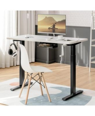 Hand Crank Stand Up Desk Frame, Manual Height Adjustable Standing Workstation with Foldable Crank Handle, Cable Management Tray