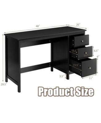 3-Drawer Home Office Study Computer Desk with Spacious Desktop