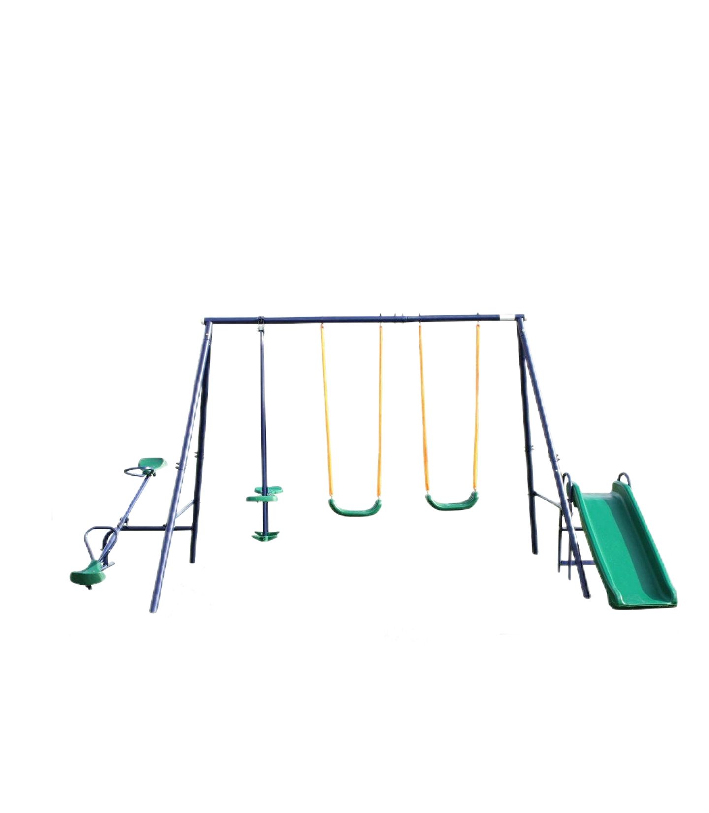 Детские игрушки Flynama Heavy-Duty Steel Swing Set with 2 Swings, Glider, Slide & See-Saw, 7-Child Capacity, Ages 3-8 — фото 1