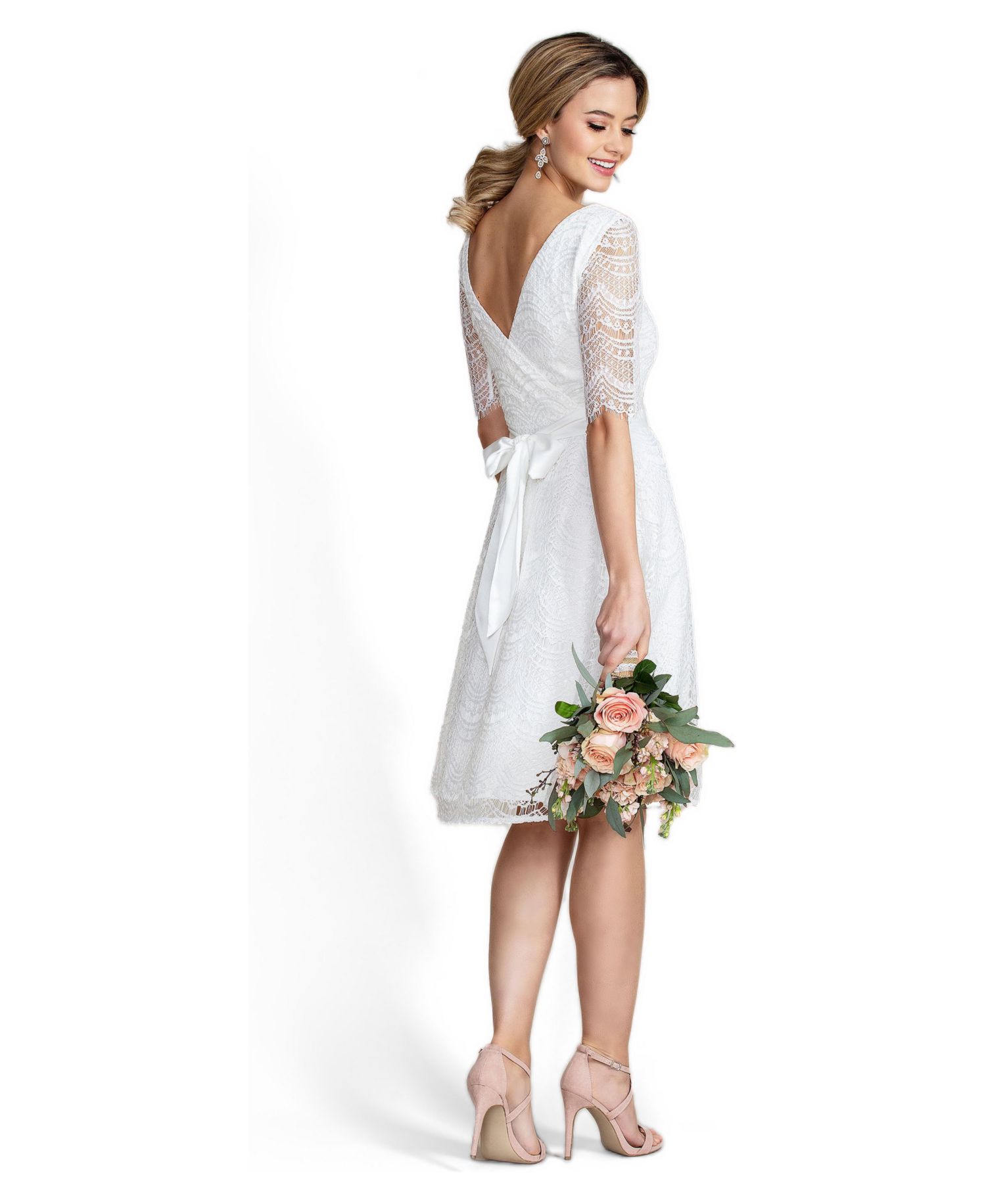 Women's Evie 3/4 Sleeve Knee Length Lace Dress