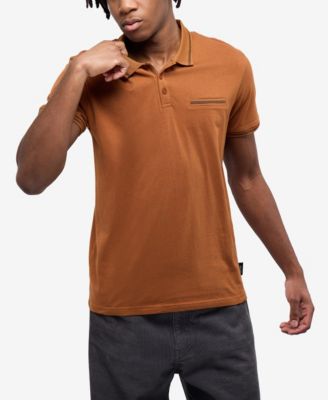 CULTURA Men's Short Sleeves Cotton Polo With Jaquard Rib And Chest Rib Pocket
