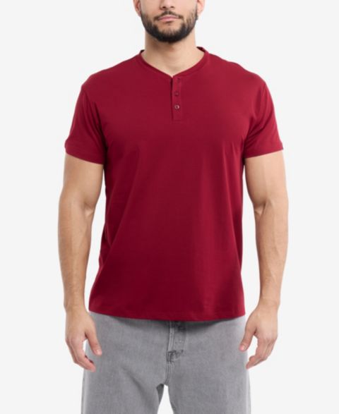 Мужская футболка XRAY Big & Tall Basic Henley Neck Short Sleeve, цвет: Бордовый