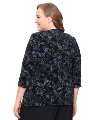 Plus Size 2-Pc. 3/4-Sleeve Jacket & Top Set