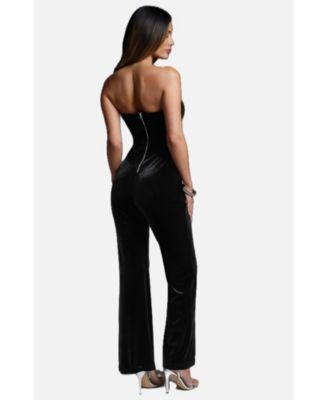Women's Strapless Velvet Jumpsuit