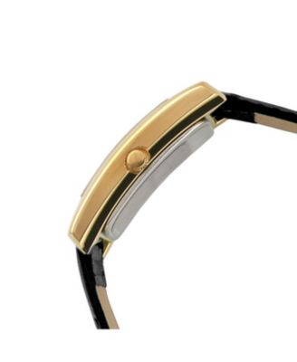 Women's 34x20mm Contour Dress Watch Black Leather Strap