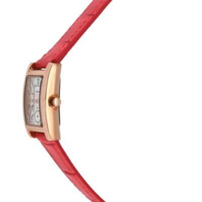 Women's Contour Tank Shape Case Red Watch with Roman Numerals