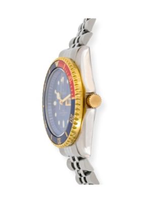 Men's Round Day-Date Rotating Bezel Watch with Stainless Steel Bracelet