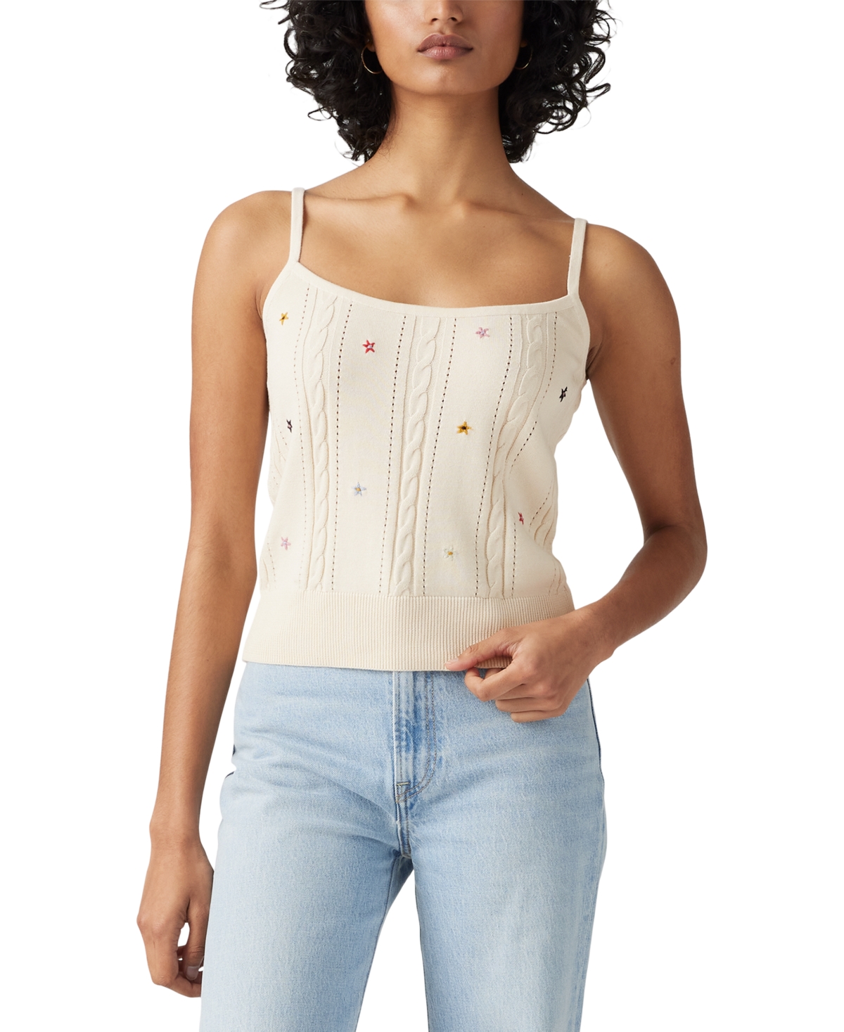 Women's Marais Embroidered Cotton Tank Top - Whisper White