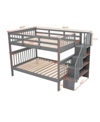 Full-Over-Full Bunk Bed with Storage & Guard Rail