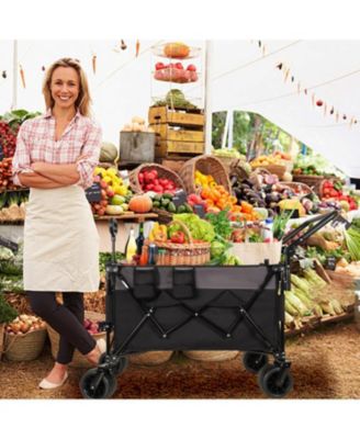 Folding Wagon Cart - Heavy Duty, All-Terrain, Black/Gray