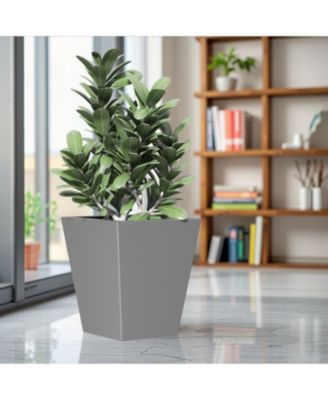 22" Metal Tapered Planter - Burnished Grey