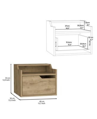 Modern Floating Nightstand with One Drawer – Faux Wood Design