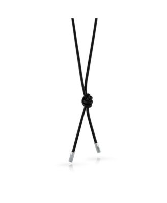 Smooth Black Leather Cord Necklace .925 Sterling Silver Tips 27 Inch