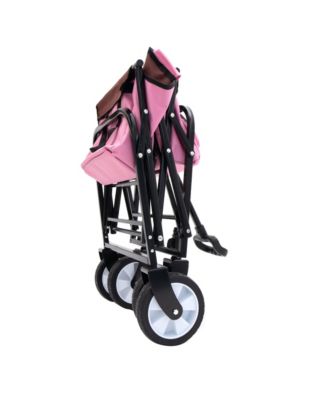 Collapsible Folding Wagon Cart - 225lb Capacity - Pink