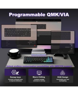 AL65 Wireless Mechanical Keyboard, Full Aluminum CNC,Support QMK/VIA Software Gasket Structure,60% Hot Swappable with RGB Backlit BT/2.4G/USB-C for Mac/Windows(Milk V2 Linear)