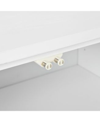 White Wood Buffet Cabinet with Carved Doors & Storage