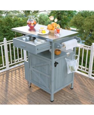 Outdoor Grill Cart with Stainless Steel Top & Storage