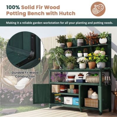 Forest Potting Bench with Hutch