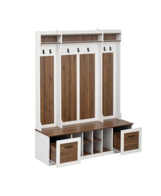 Entryway Hall Tree: Bench, Coat Rack, Drawers & Shelves