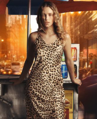Women's Animal-Print Washed Satin Slipdress