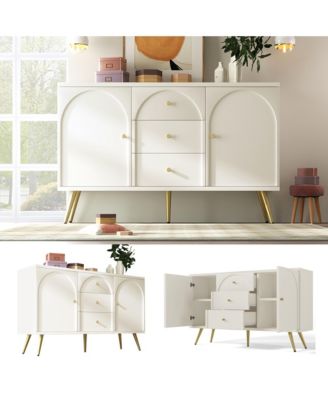 Metal & Wood Dining Cabinet - 3 Drawers, 2 Doors