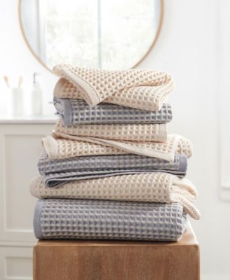 Yarn Dyed Waffle Unbleached Cotton Bath Towel Set