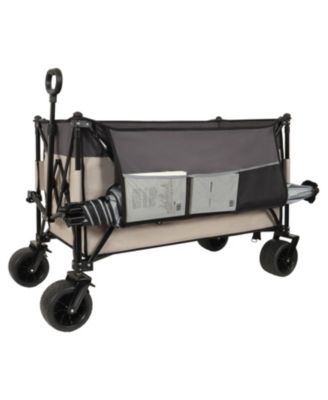 300L Folding Wagon Cart - Heavy Duty, All-Terrain, Khaki Gray