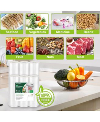 Bonsenkitchen Vacuum Sealer Rolls – 6 Pack (3x11"x20' + 3x8"x20'), BPA-Free, Durable, Custom Size Bags for Food Storage & Sous Vide Cooking
