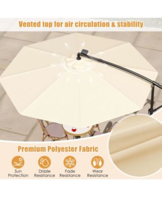 10 Feet Solar Offset Hanging Umbrella with 40 Lamp Beads and Solar Panel