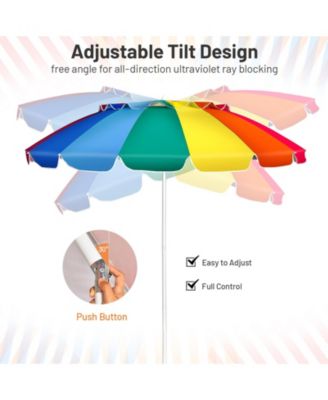 8 Feet Portable Beach Umbrella with Sand Anchor and Tilt Mechanism