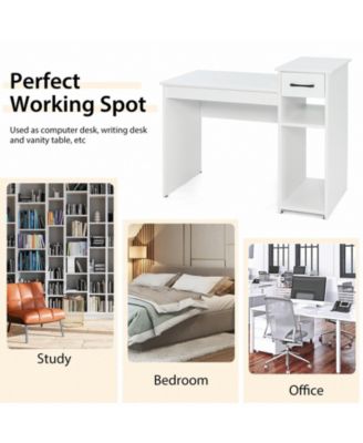 Compact Computer Desk with Drawer and CPU Stand