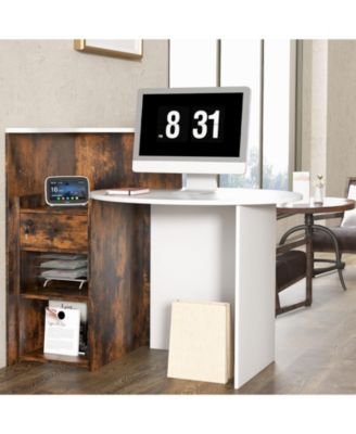 Front Reception Office Desk with Open Shelf and Lockable Drawer