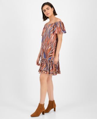 Women's Printed Off-The-Shoulder Dress