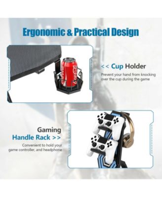 43.5 Inch Height Adjustable Gaming Desk with Blue LED Lights