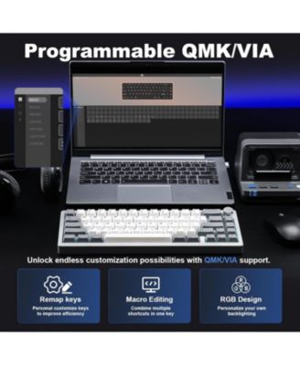 AL68 Wireless Mechanical Keyboard,Full Aluminum CNC,60% Layout with Knob, QMK/VIA Software,Gasket Mounted,Hot Swappable,RGB Backlit,BT/2.4G/USB-C for Mac/Win(Cocoa Cream V2 Linear)