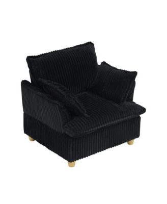 Streamdale Corduroy Sofa with Ottoman & Pillows - Living Room/Balcony/Study