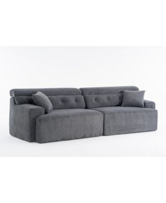 Streamdale Gray 4-Seater Compression Sofa with Pillows
