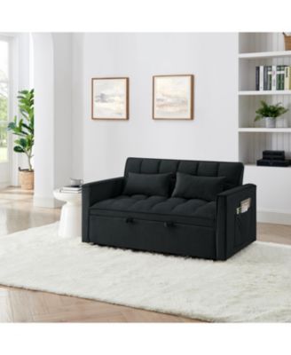 Streamdale 54.33inch versatile foldable sofa bed in 3 lengths, modern sofa velvet pull-out bed, adjustable back