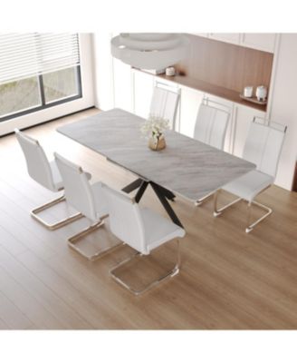 Streamdale Extendable Dining Table Set for 6-8 with Upholstered Chairs