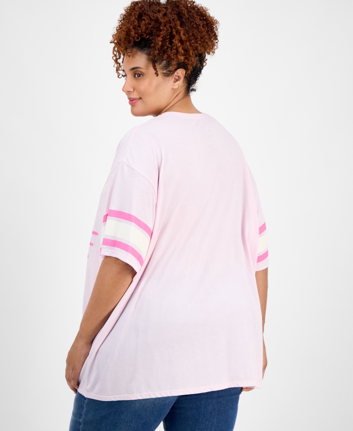 Grayson Threads, The Label Trendy Plus Size Varsity Hello Kitty T-shirt In Pink