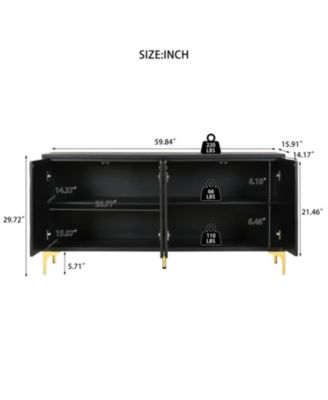 Modern Black Sideboard Buffet Cabinet - 60"