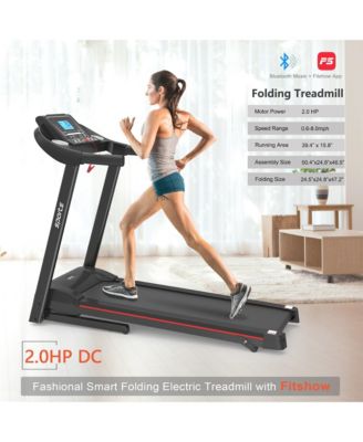 Electric Walking Running Treadmill Machine 5" LCD Screen 250 LB Capacity Bluetooth Music